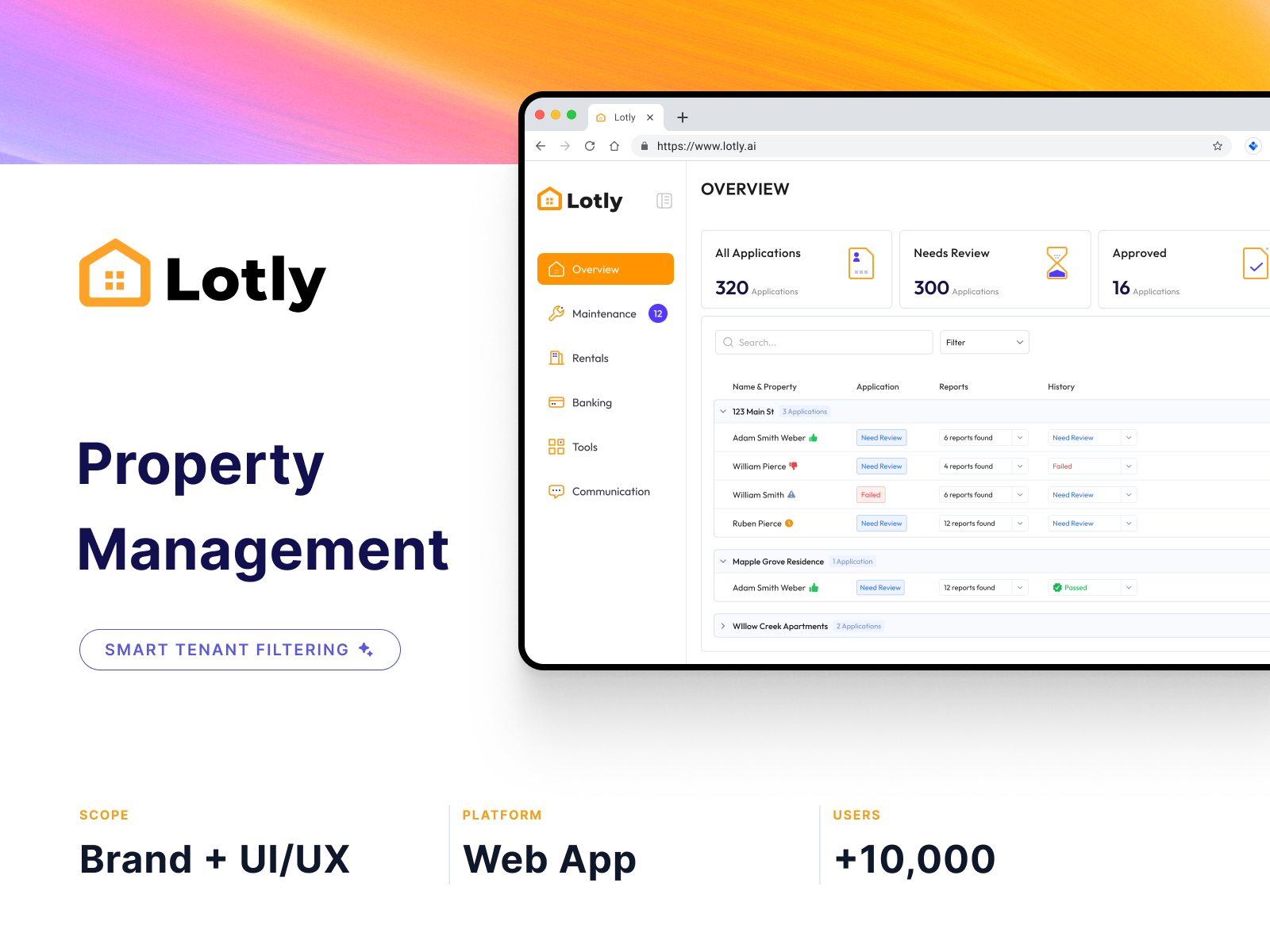 Example of Lotly — AI Property Management SaaS | Full Product Design