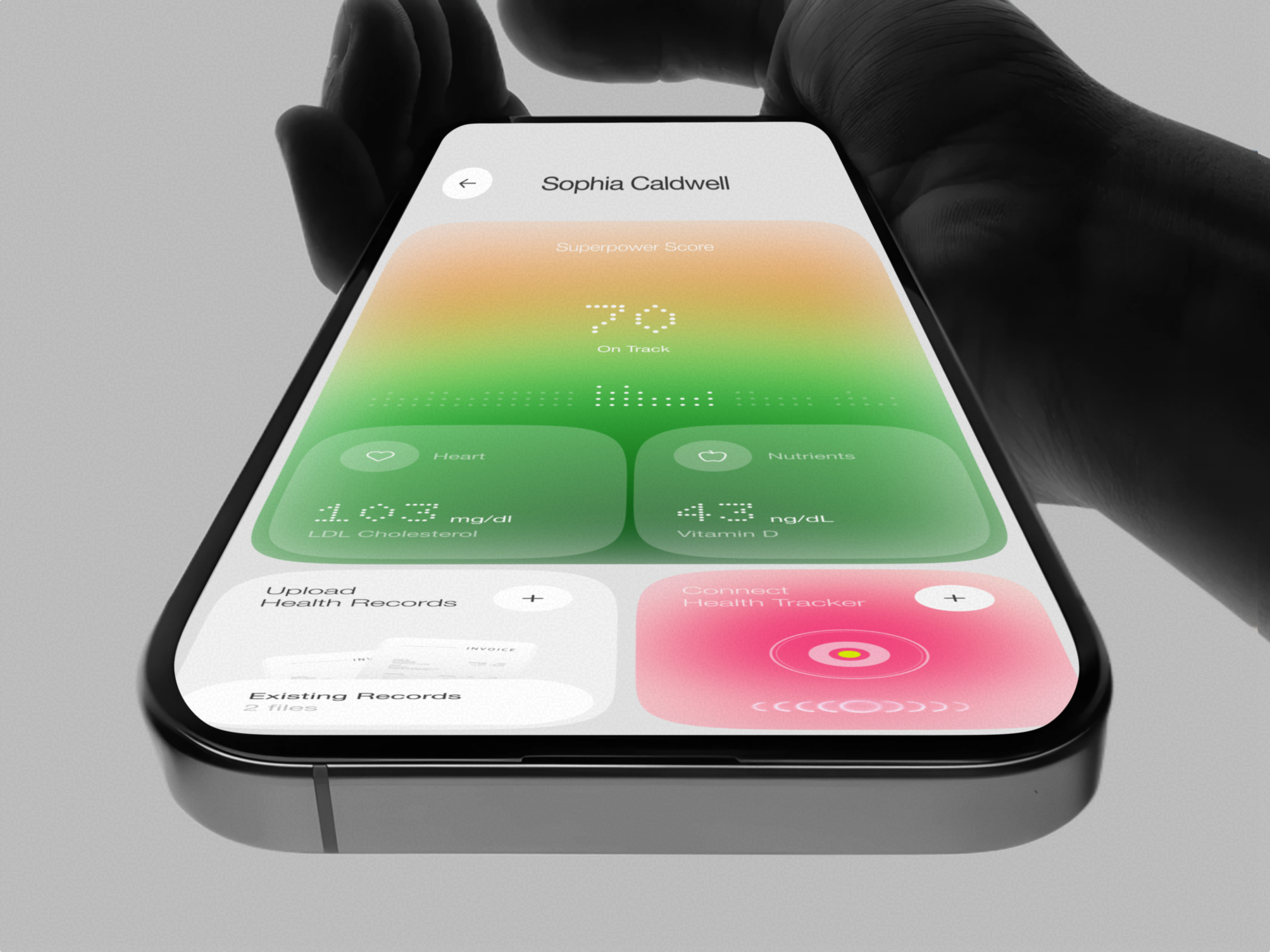SuperPower Mobile – Smart Health Tracking App UI ai app app design b2b business crm dashboard design health interface mobile product saas service software ui ux uxdesign web
