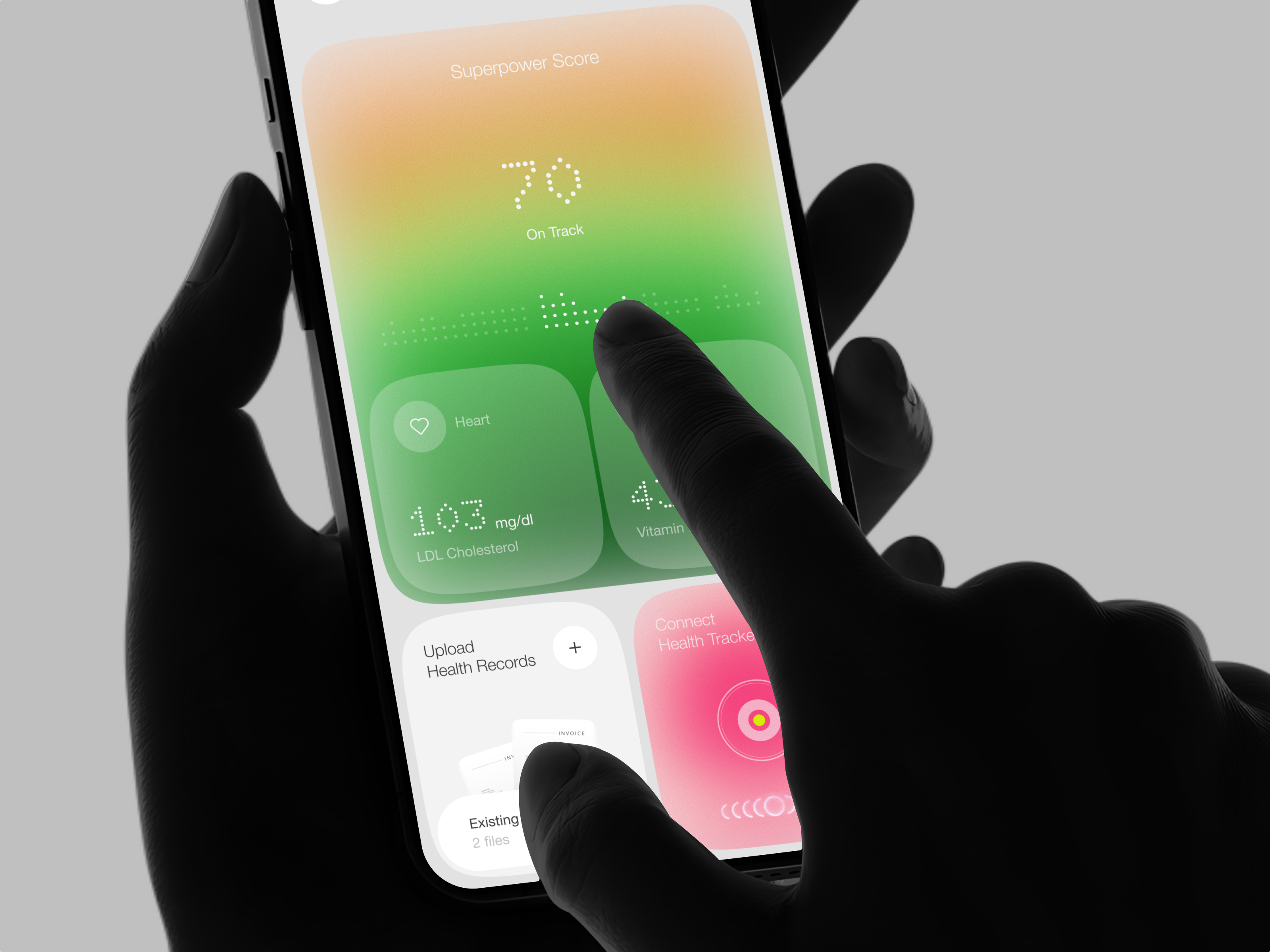 SuperPower Mobile – Smart Health Tracking App UI ai app app design b2b business crm dashboard design health interface mobile product saas service software ui ux uxdesign web
