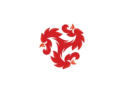 Triskelion Rooster Logo abstract animal balance combines crest design graphic design logo movement negative space roosters tradition triskelion vector