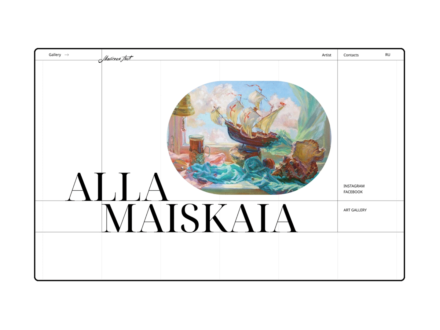 Art Gallery Website | Maiskaia Alla | Desktop Version art artist black ans white clean concept desktop gallery light logo minimal modern museum paintings pc ui uxui webdesign website white