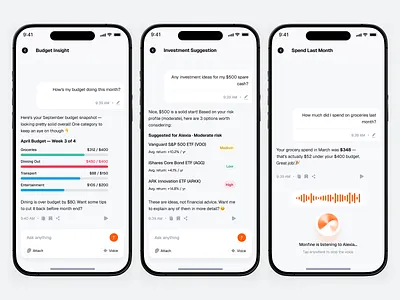 AI Chat Assistant UI — Monfine Banking App ai assistant ai chat ui banking app chat interface conversational ui figma fintech mobile ui product design