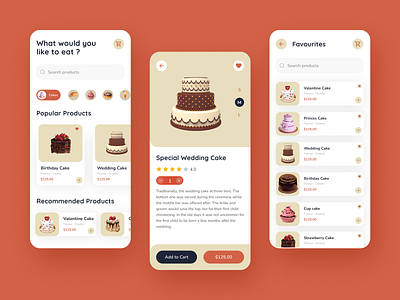 Online Bakery App app bakery branding cake food online orange ui ux