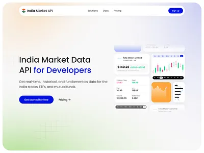 India Market API landing hero section animation branding design graphic design illustration logo ui web