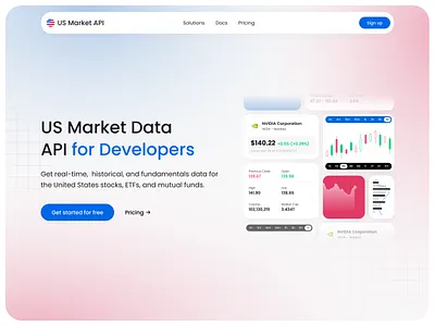 US Market API landing hero section animation branding design graphic design illustration ui ux web