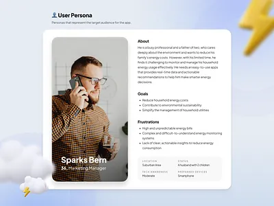 User Persona clean design energy goals landing page layout persona problem ui user user persona