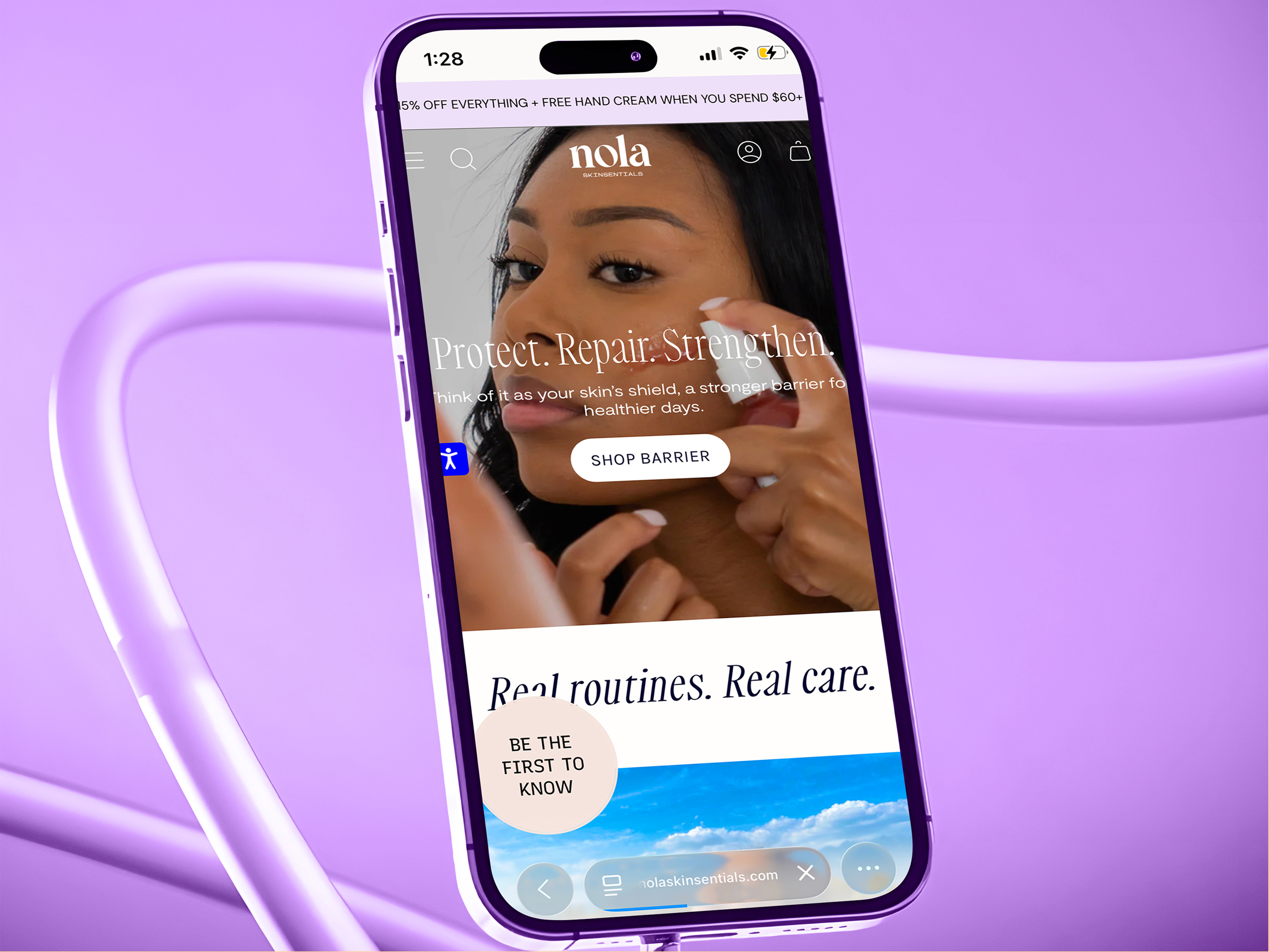 Nola ✦ Skincare Landing Page - Mobile Responsive Design beauty product clean ui cosmetics website e commerce e commerce website landing page design minimalist mobile app design mvp design responsive design shopify website skincare skincare landing page skincare shop skincare website ui ux design ux design web design website design