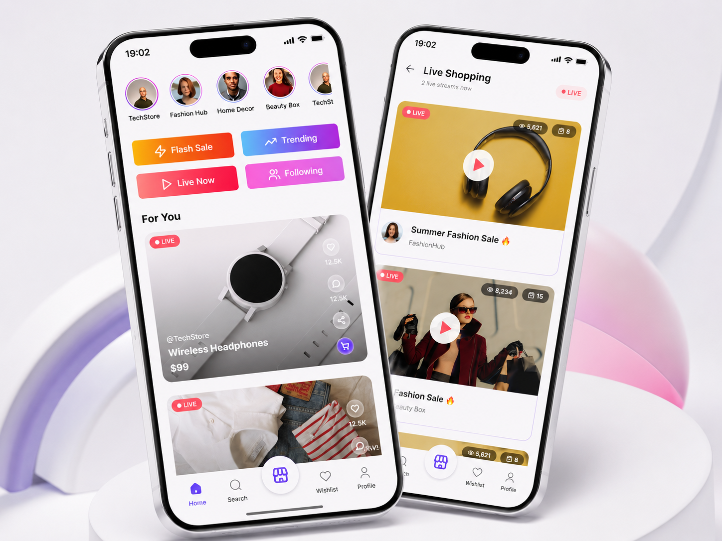 Live Shopping & Auction Marketplace Mobile UI app design auction e commerce app e commerce ui liveshopping ui