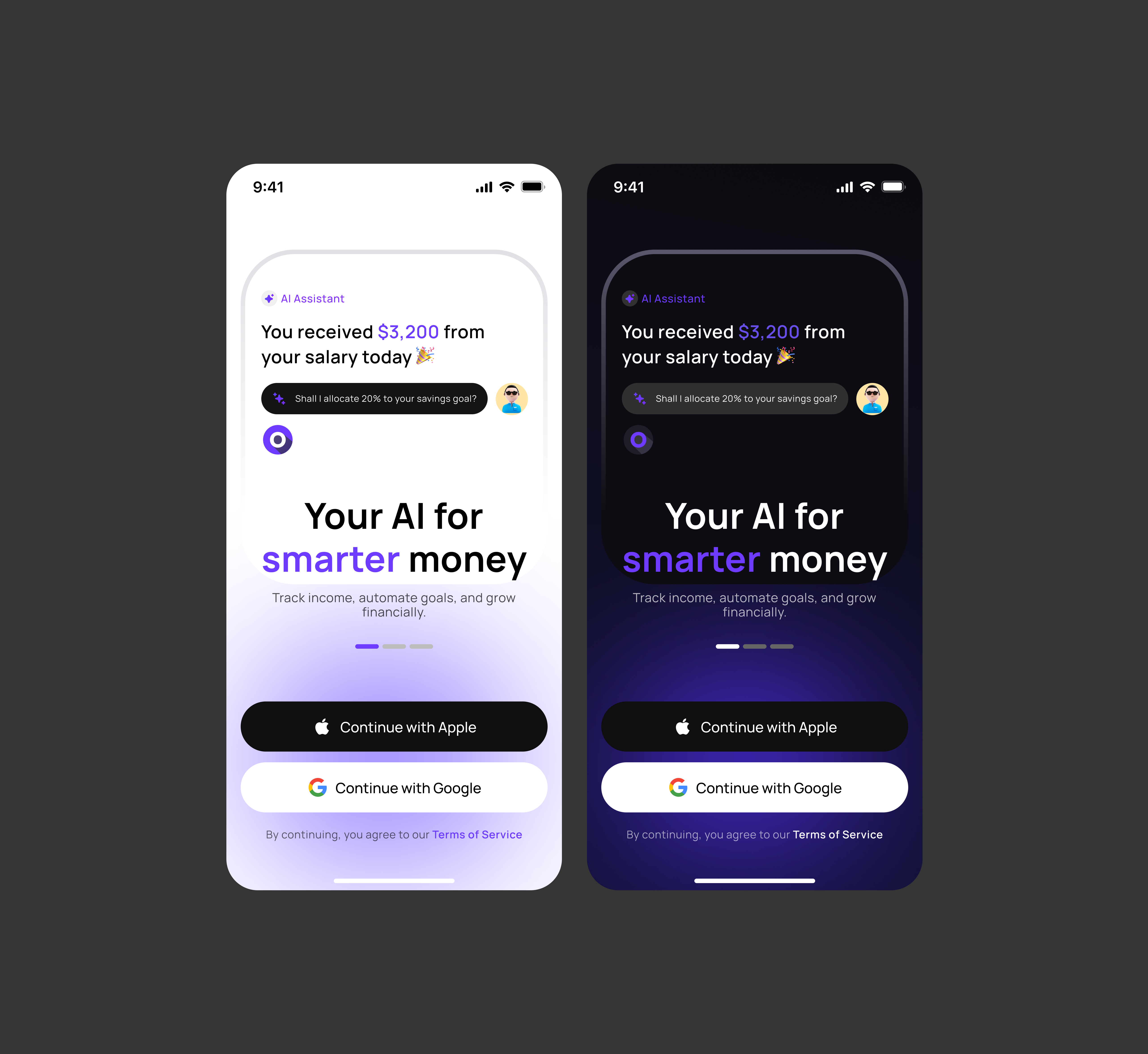 AI Financial Copilot – Fintech Mobile App ai ai assistant banking app dark mode dashboard finance app fintech ios app light mode mobile app mobile ui onboarding product design startup uiux