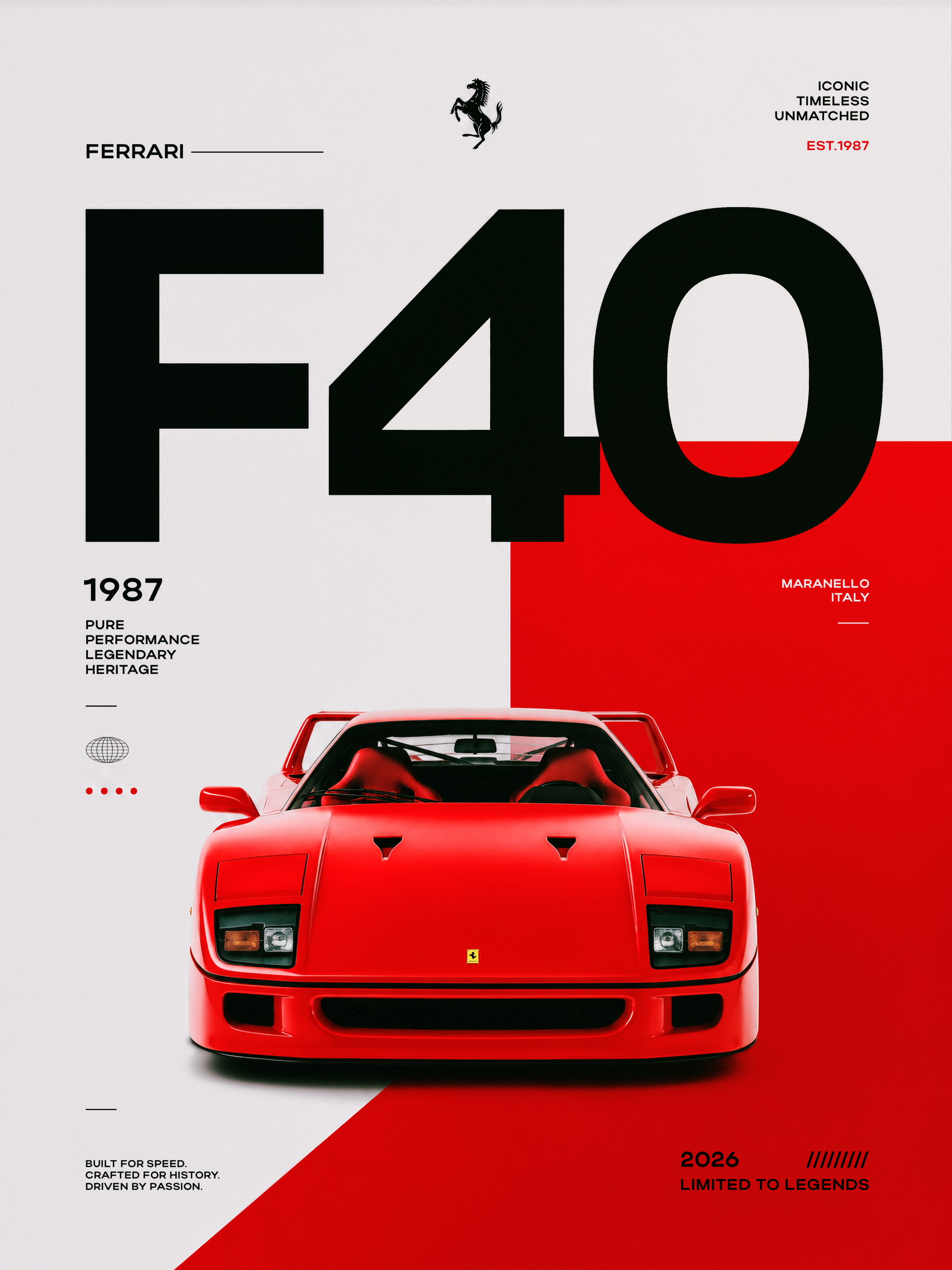 poster FERRARI F40 branding design dribbble graphic design illustration poster typography