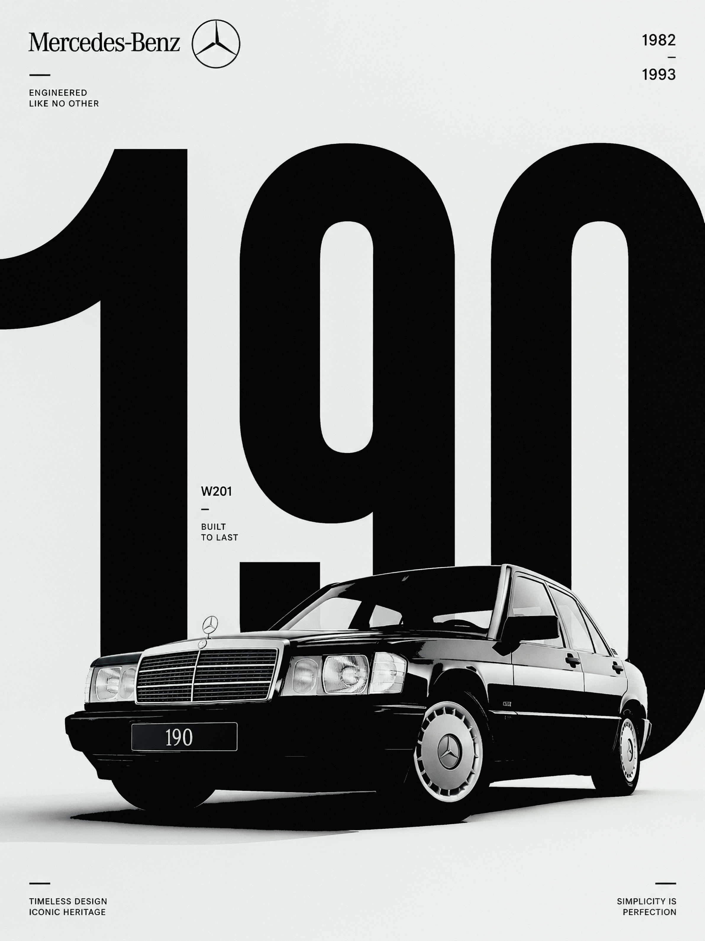poster MERCEDES-BENZ 190 branding design dribbble graphic design illustration poster typography