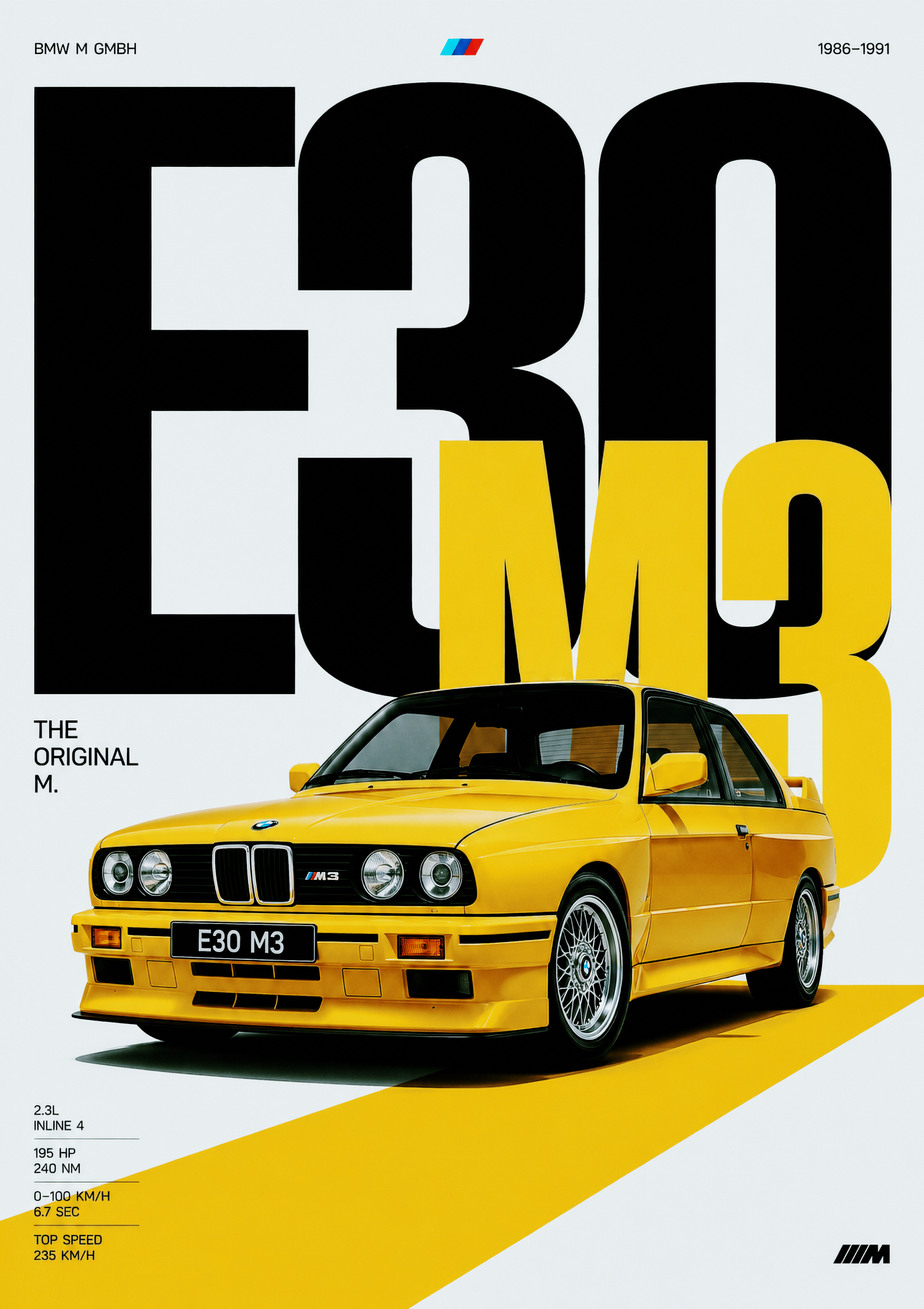 poster BMW M3 E30 branding design dribbble graphic design illustration poster typography
