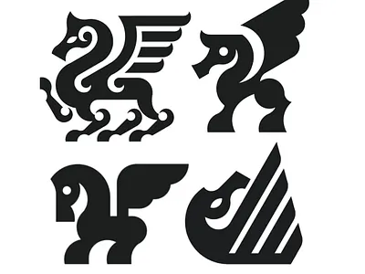 Some Pegasus Logomark Designs By Anh Do — Logo Designer anhdodes branding creature design eagle graphic design horse illustration logo logo design logo designer logodesign minimalist logo mythical pegasus tattoo