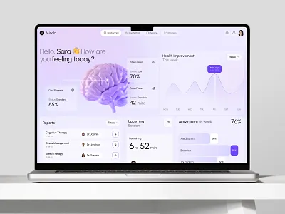 Mental Wellness Dashboard Design dashboard design dashboard ui figma design medical saas mental health app mental health tracker mental health webapp mental wellness minimalui pixelean product design saas dashboard sahin mia ui uiux uiux design ux design wellbeing app