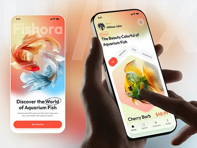 Aquarium Fish Store Mobile App Design aquarium app clean ecommerce app figma design fish marketplace fish shop ios app mobile mobile app mobile ecommerce pet shop app shopping app startup app uiux
