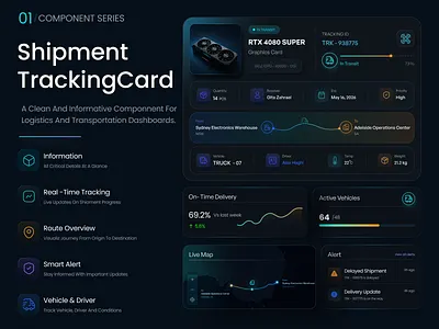 Shipment Tracking Dashboard — Logistics SaaS UI Concept admin dashboard dark ui dashboard enterprise inventory logistics product design saas shipment tracking ui design web app