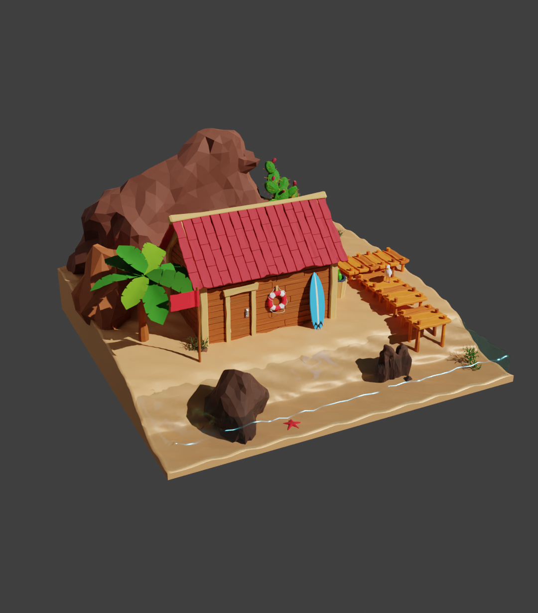 3d beach house game art 3d animation branding game art game asset graphic design indie dev indie game developer low poly motion graphics showcasing ui unity unity asset unity dev unreal engine