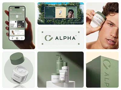 ALPHA Skincare Packaging and Brand Guidelines brand design brand guidelines brand identity brand system cosmetic branding dtc brand earth tone branding grooming brand label design mens grooming minimalist branding packaging design packaging mockup premium skincare product packaging skin care label skincare brand identity skincare branding skincare packaging visual identity