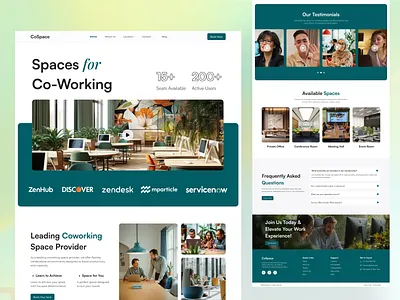 Co Working Space UI Website landing page ui