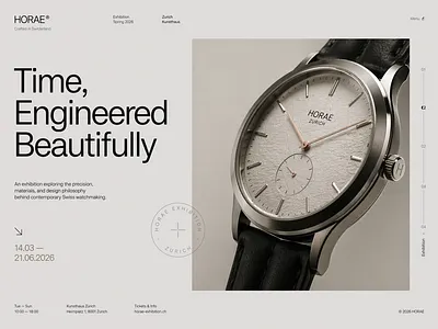 Landing Page - Elegant Swiss Watch Exhibition clean editorial elegant exhibition graphic design homepage landing page layout luxury minimalist modern premium swiss design typography ui ux visual design watch web design website