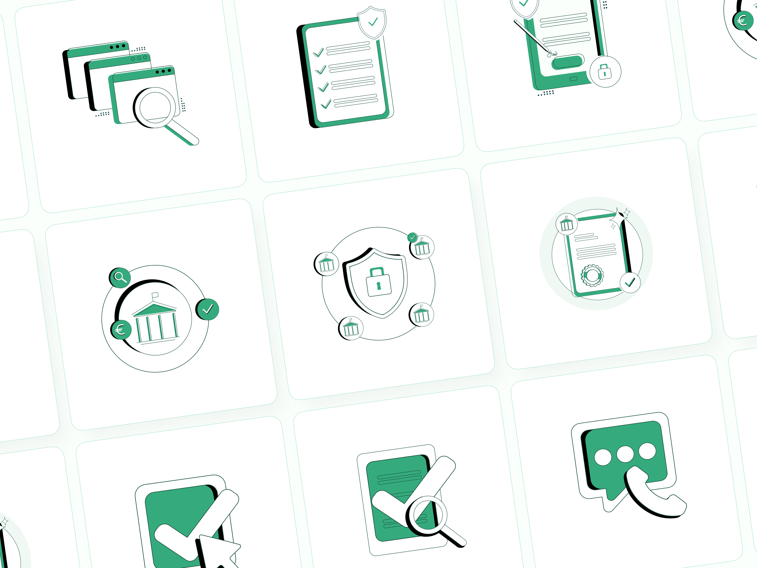 Green Mandate — Fintech & Banking Illustration Set banking illustration banking ui brand illustration digital banking fintech design fintech icon pack fintech illustration graphic design icon design icongraphy minimal illustration modern illustration payment illustration product design saas illustration startup design ui illustration vector illustration visual identity web illustration