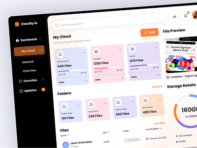 Dashboard - Cloudly.io analystics cloud cloud computing cloud dashboard cloud storage cloud storage dashboard cloud system dashboard dropbox file file manager file sharing file upload folder google drive management dashboard product design saas storage storage system