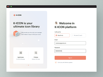 KiCon login icon login product saas sign in uidesign uiux user interface design webdesign