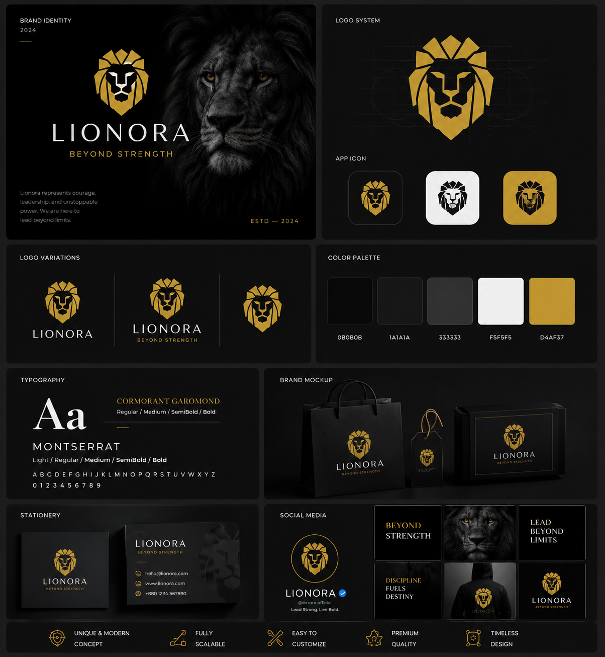 LIONORA — Luxury Lion Logo & Premium Brand Identity System brand identity system business branding dark aesthetic elegant branding fashion branding geometric logo lion logo logo design logo designer luxury branding luxury logo minimalist logo modern branding modern logo premium brand identity premium visual identity social media branding streetwear branding typography logo visual identity