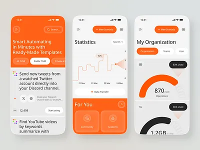 Smart Productivity App UI ai app analytics dashboard app design automation ui dashboard design mobile app mobile app ui productivity app saas design smart ui uiux workflow automation