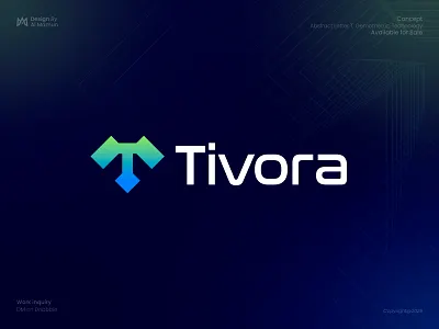 Tivora — Letter T, Technology Brand Mark abstract logo app logo brand identity branding digital logo futuristic logo geometric logo letter t logo logo design logo mark minimal logo modern logo saas branding saas logo software logo startup logo tech branding technology logo visual identity