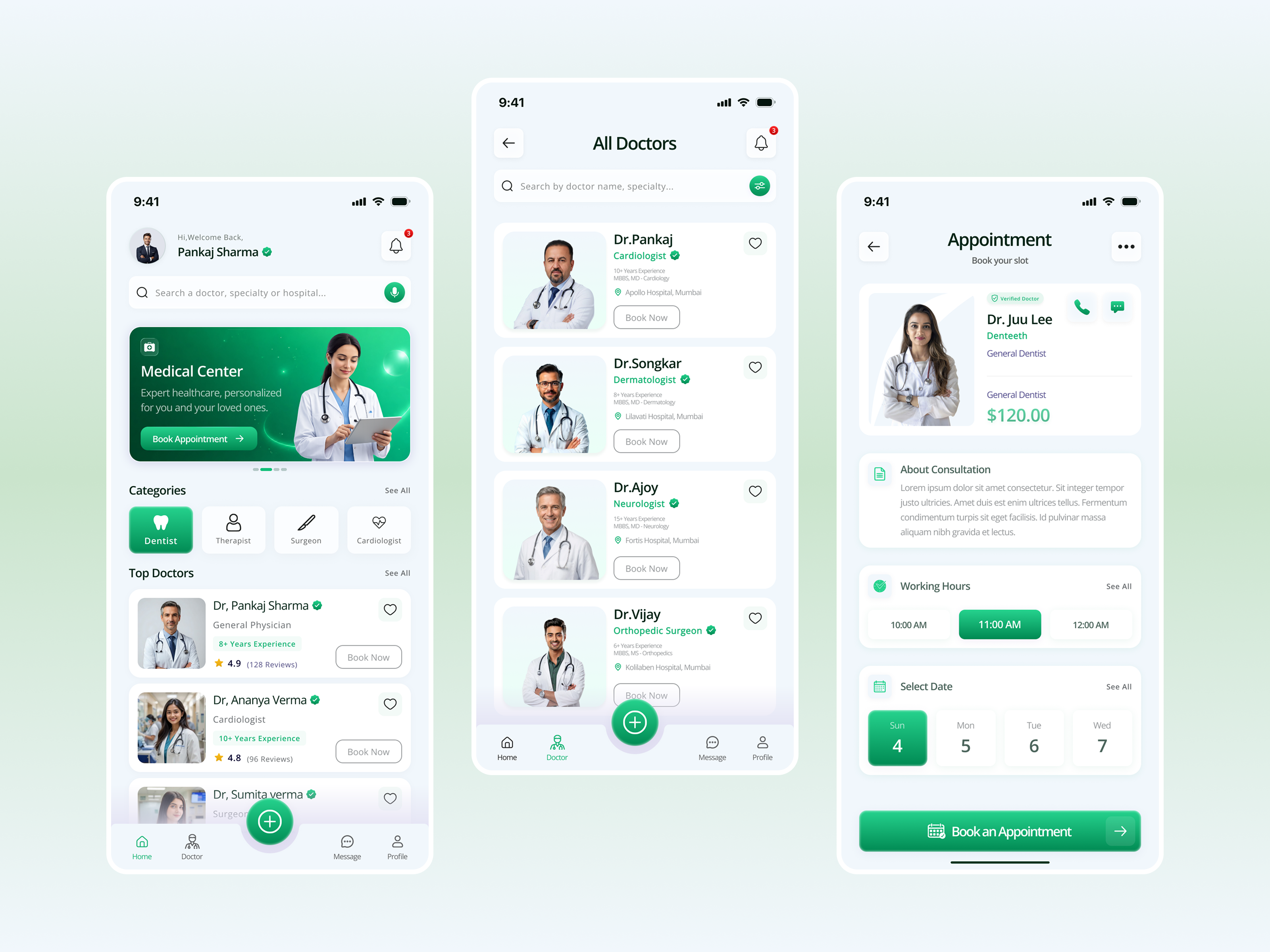 MediFlow - Healthcare Mobile UI app design appointment app clean ui doctor appointment doctor booking figma healthcare app healthcare dashboard healthcare ui medical app medical booking medical ui mobile app mobile ui modern ui ui design uiux user experience user interface ux design
