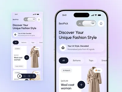 AI Fashion Shopping App UI/UX Design - Smart Styling Assistant agentic ai agi ai agent ai assistant ai fashion ai shopping fashion app mobile app outfit app shopping app uiux