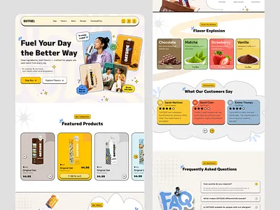 Creative Oat Beverage Website Design beverage website brand website clean layout colorful ui creative website drink brand ecommerce ui food website healthy lifestyle landing page design minimal website modern ui oat milk organic product plant based product showcase startup website ui inspiration web design website inspiration