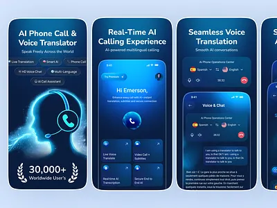 AI Phone Call & Voice Translation App – App Store Design ai ai app app design app store app store screenshots apple store call app ios design mobile mobile app saas screenshots translation app ui design voice translator