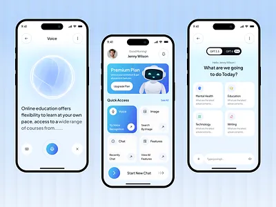 AI Assistant Mobile App UI/UX Design aiapp aiassistant aichatbot appdesign artificialintelligence chatbotapp chatgptui chatui mobileappdesign mobileui saasapp smartassistant ui uiuxdesign virtualassistant voiceassistant voiceui