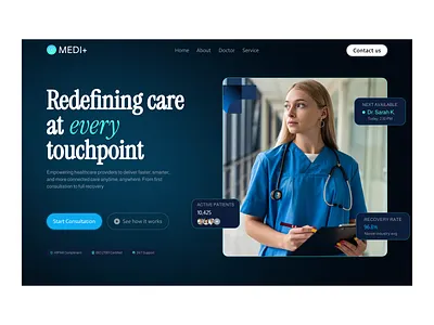 Modern Healthcare Website Hero Section Design dribbble healthcare website hero section modern design ui ux webdesign