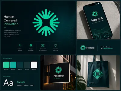 Nexora — Premium AI & Wellness Brand Identity ai ai logo brandidentity branding logo logo mark logodesign logomaker logos minimaldesign modernlogo saas saas logo saasbranding startup tech tech logo techbranding visualidentity wellness