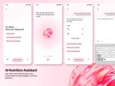 Beet.Health – AI Nutrition Platform | AI Nutrition Assistant aitracking aiui chatbotui cleanui conversationalui healthcareui interactiondesign minimal mobileapp mobileui modernui nutritionapp productdesign smartassistant ui uidesign ux uxdesign voiceassistant wellnessapp