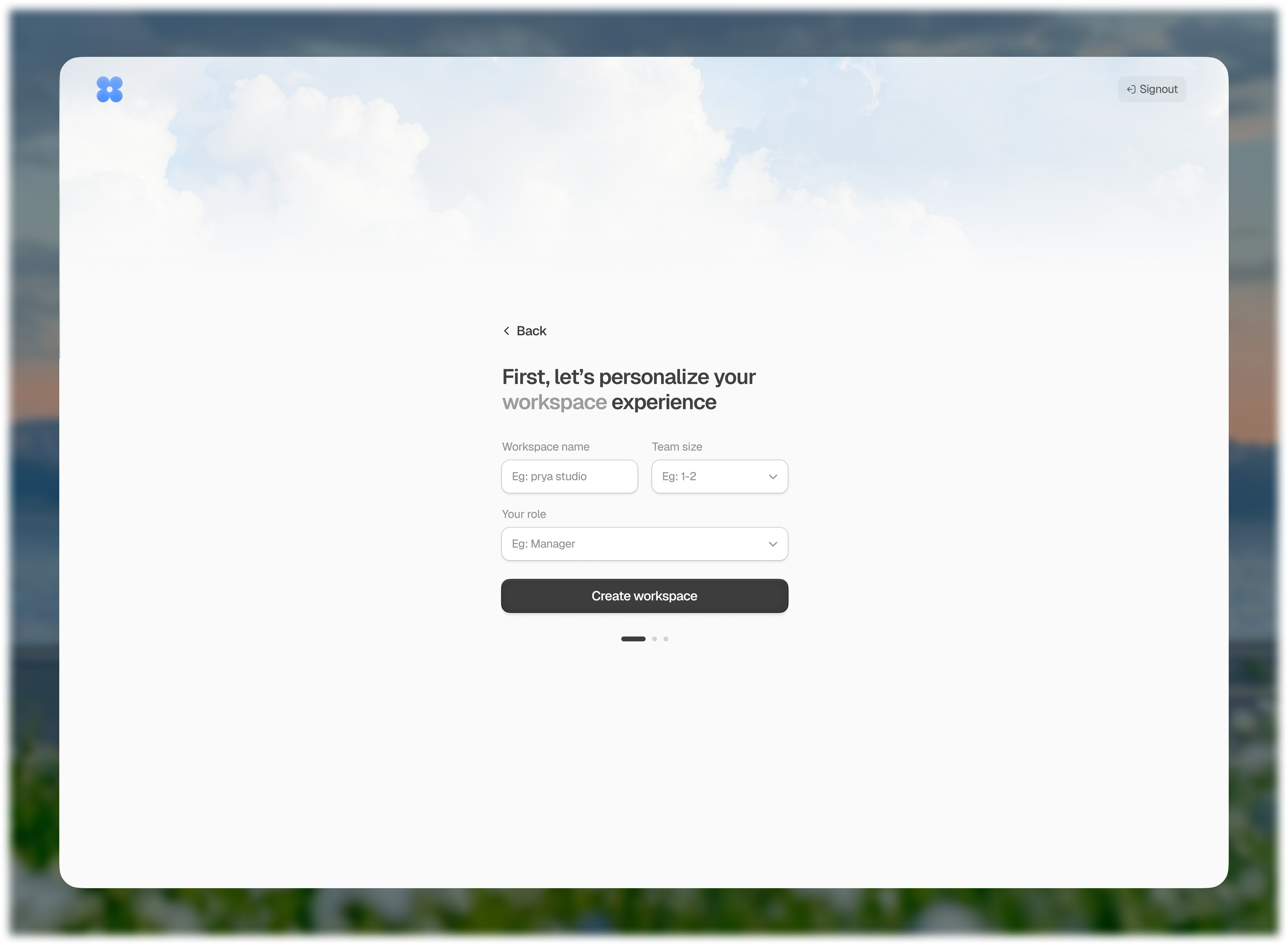 Onboarding UI