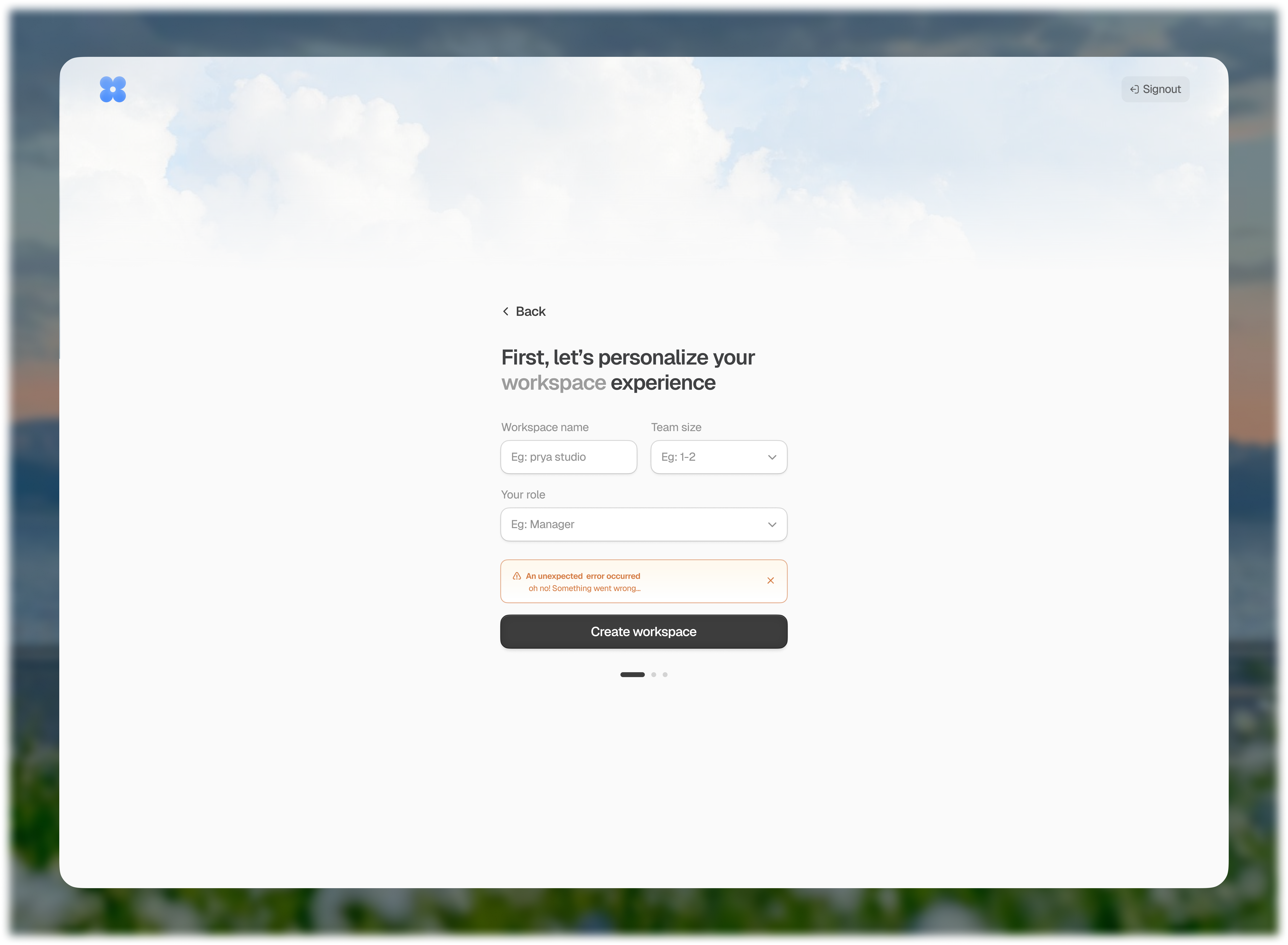 Error state UI