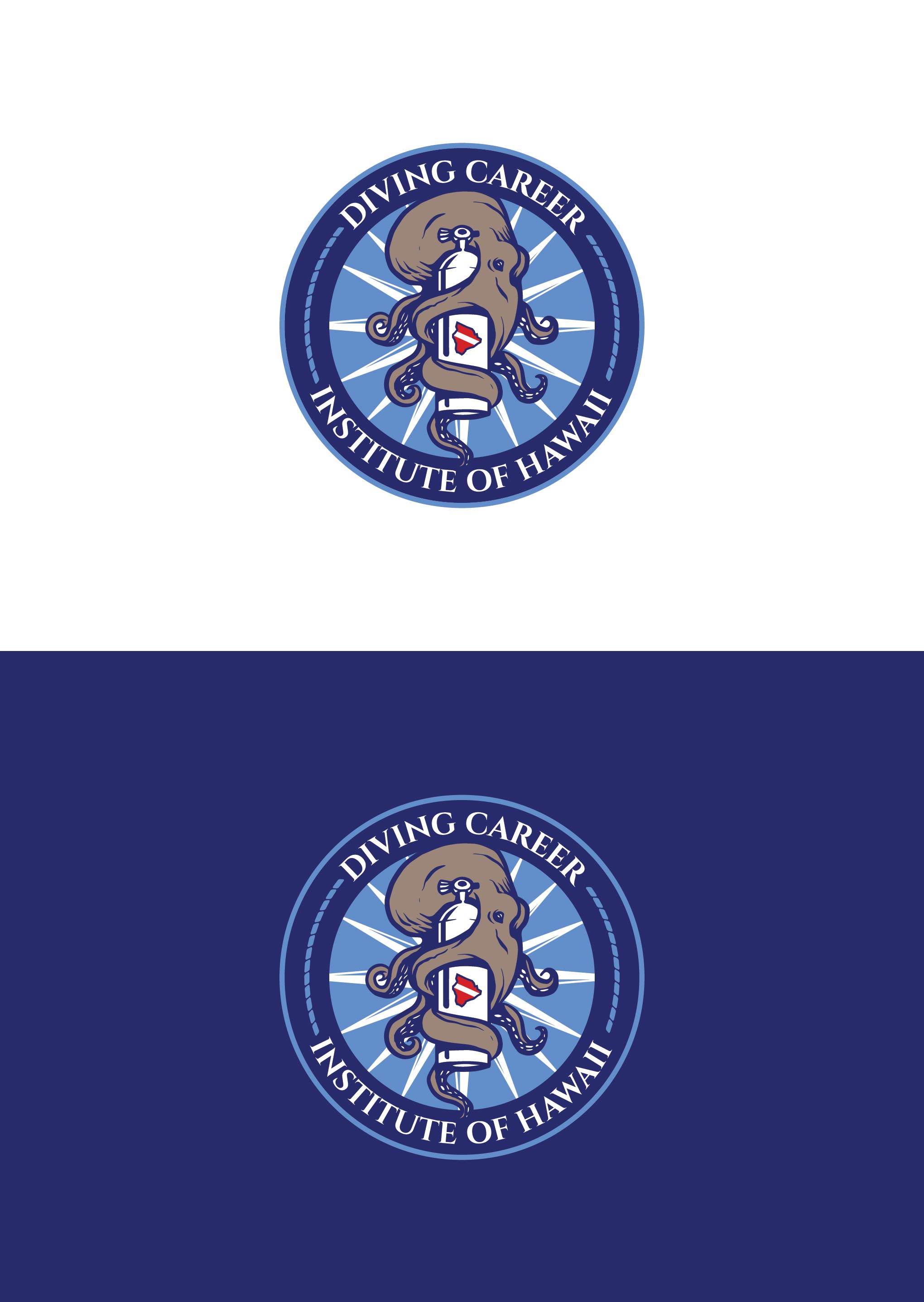Diving Career Logo Concept | Octopus & Hawaii Map Brand 3d adventure branding animal logo animation brand identity branding diving logo graphic design hawaii logo illustration logo logo logo design logo designer marine logo mascot logo ocean branding octopus logo travel branding ui visual identity