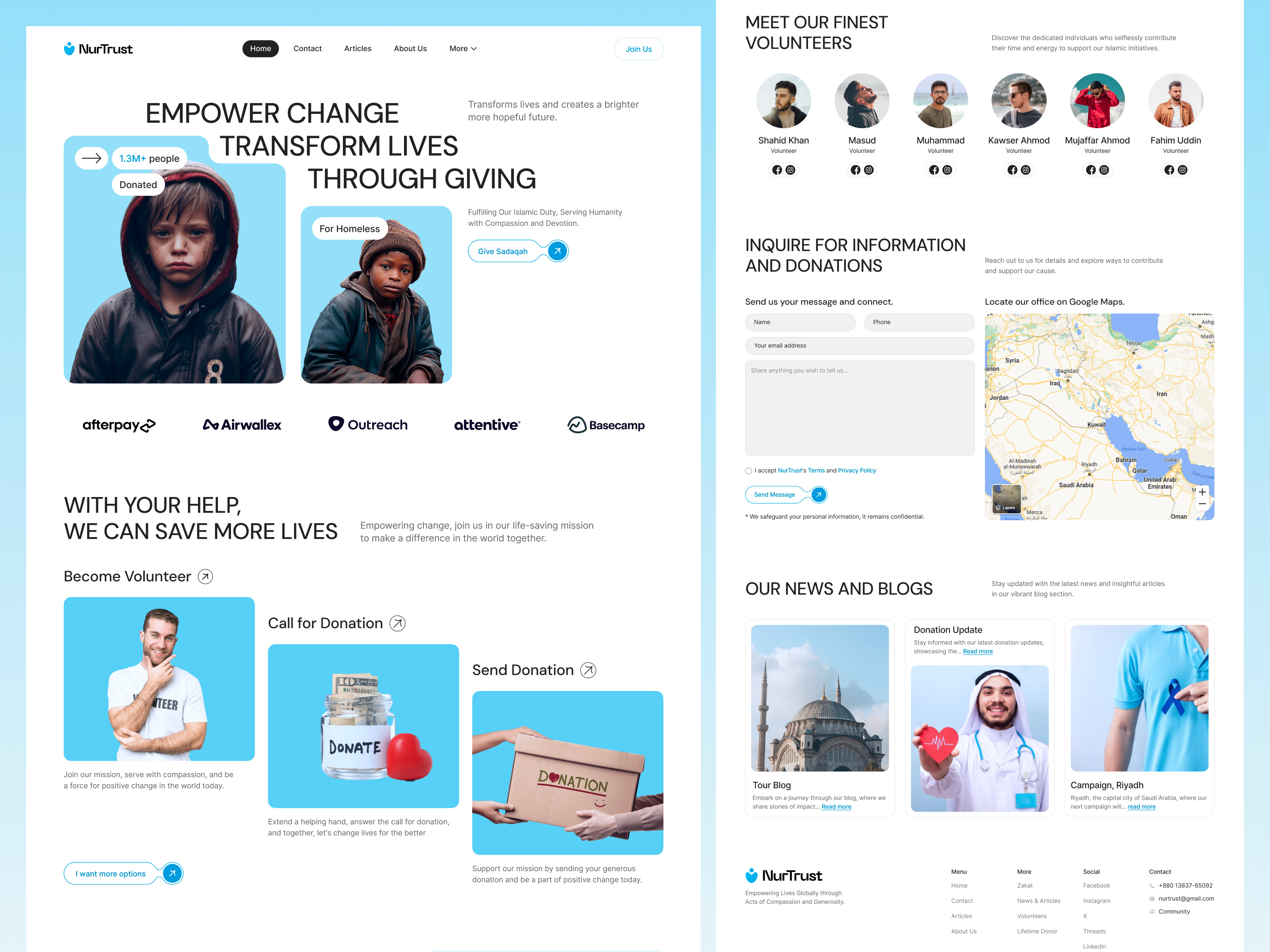 Charity and donation landing page charityplatform community donation app donationwebsite fundraising website fundraisingplatform healthcarecharity islamic design islamic platform islamic website landing page landingpage ui muslim app ngowebsite nonprofit socialimpactdesign volunteerplatform webdesign website design website ui