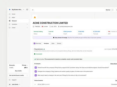 Grand - Profile ai app b2b construction dashboard design early signals fintech grand profile ui