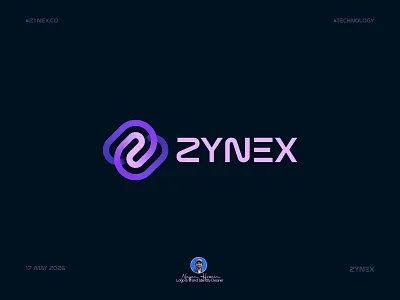ZYNEX Future-Driven Technology Brand Identity abstract logo app logo branding clean design corporate identity creative branding digital identity futuristic logo geometric logo innovation logo logo design minimal logo modern logo software logo startup logo symbol mark tech branding tech logo ui ux branding vector logo