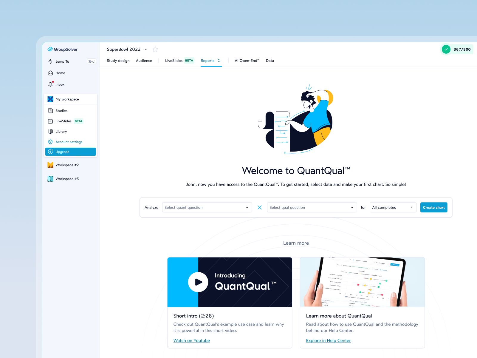 GroupSolver - QuantQual in-product landing page