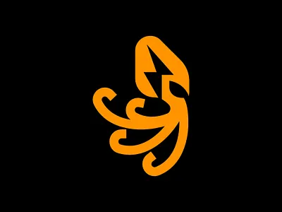 Power Octopus Thunder Logo animal logo branding design graphic design kraken logo logo marine logo octopus logo thunder logo thunder octopus logo vector