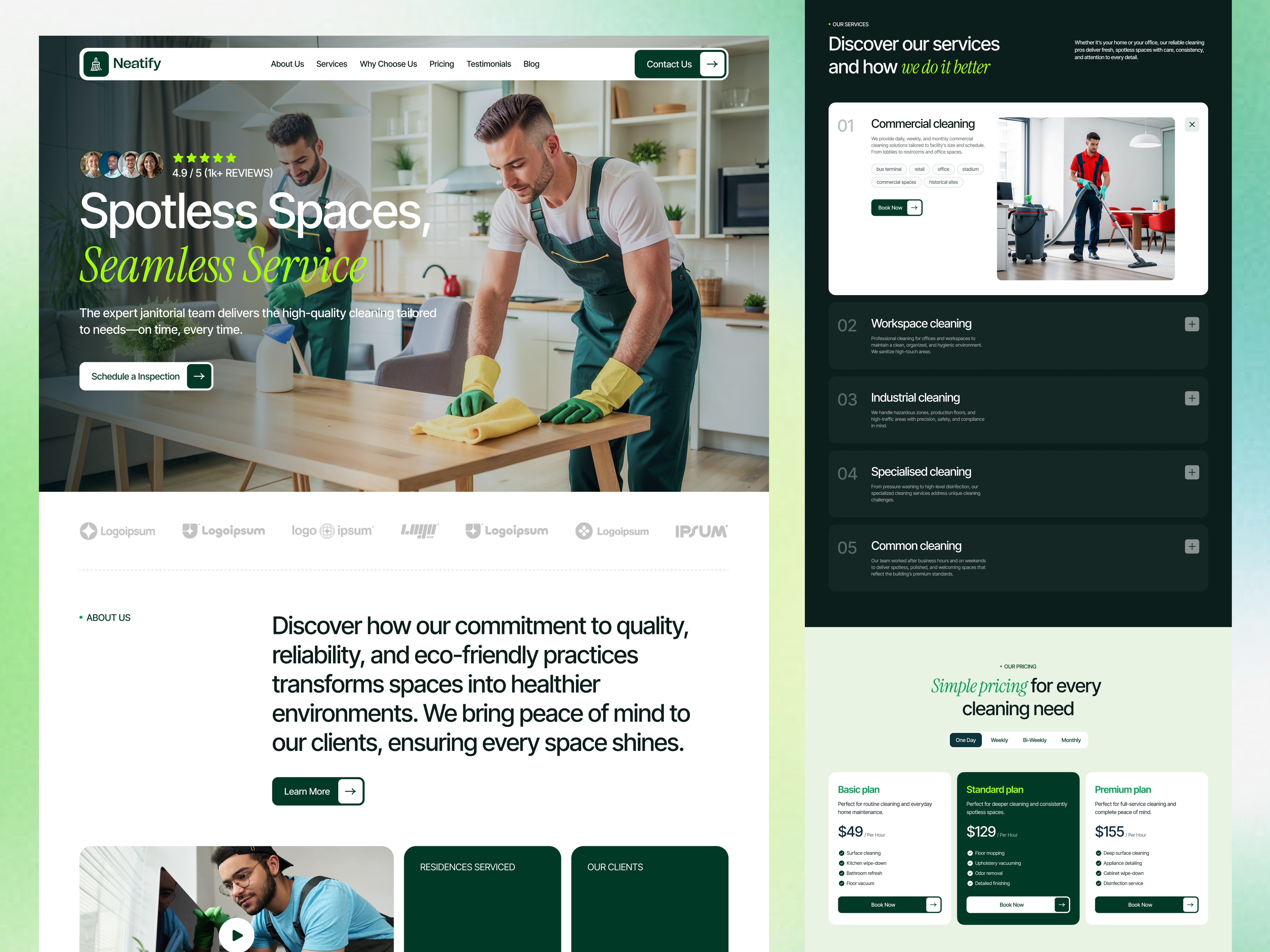 Cleaning Service Website UI/UX Design bookingwebsite businesswebsite cleaningservice cleaningwebsite commercialcleaning homecleaning landingpage landingpagedesign saaswebsite servicewebsite ui webdesign websiteui