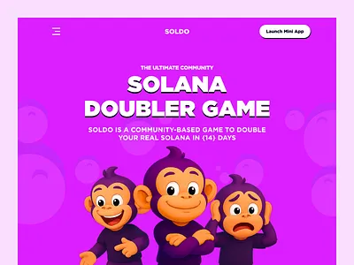 Solana Doubler Game Landing Page 3d illustration blockchain ui crypto landing page game landing page gaming ui landing page meme coin meme token solana solana doub ui ux web3 design