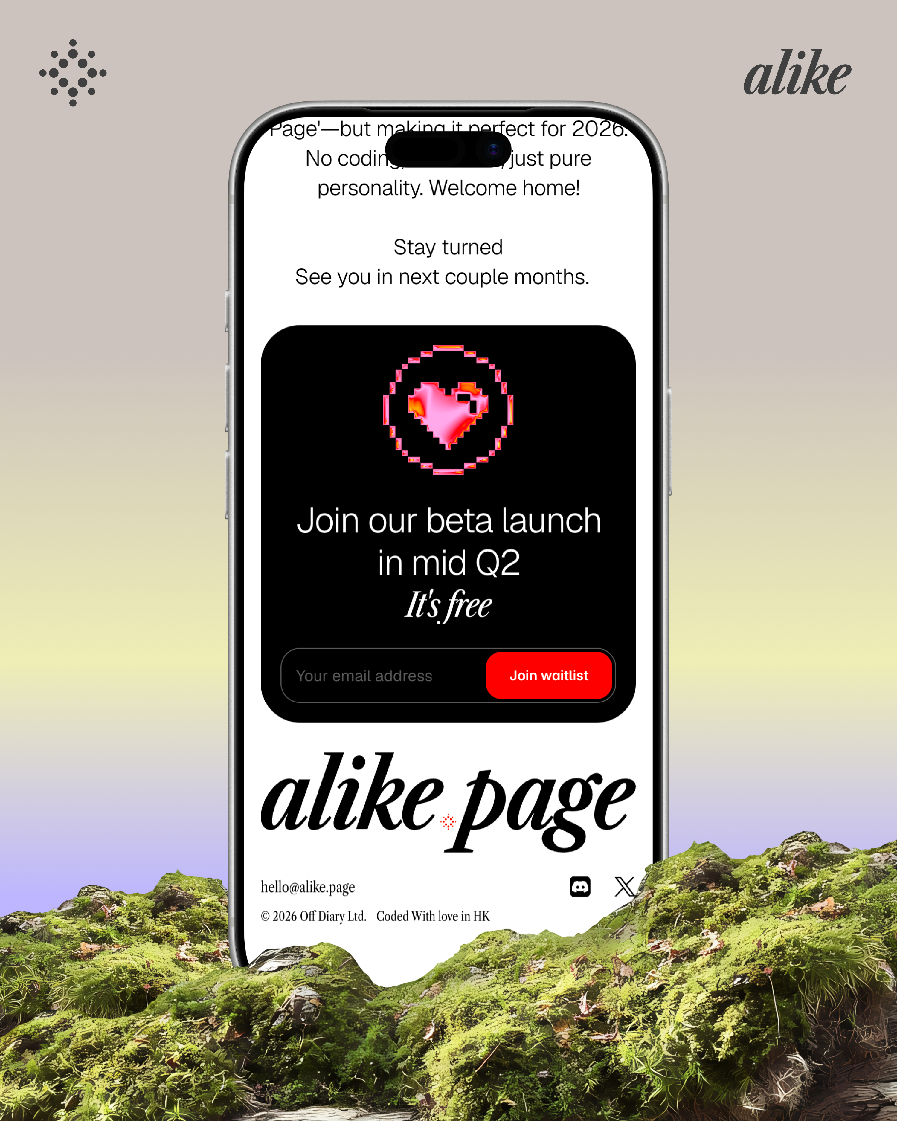 alike.page landing page design branding design flat illustration landing launch logo minimal typography ui waitlist web
