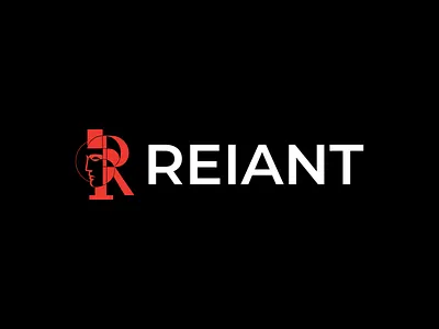 REIANT — Minimal Human Identity Logo artistic face logo bold typography logo branding corporate identity design creative identity branding graphic design human profile logo logo design minimal minimal logo design modern modern abstract logo red black vector logo reiant logo